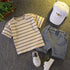 2pcs Toddler Boy Casual Stripe Tee and Belted Shorts Set